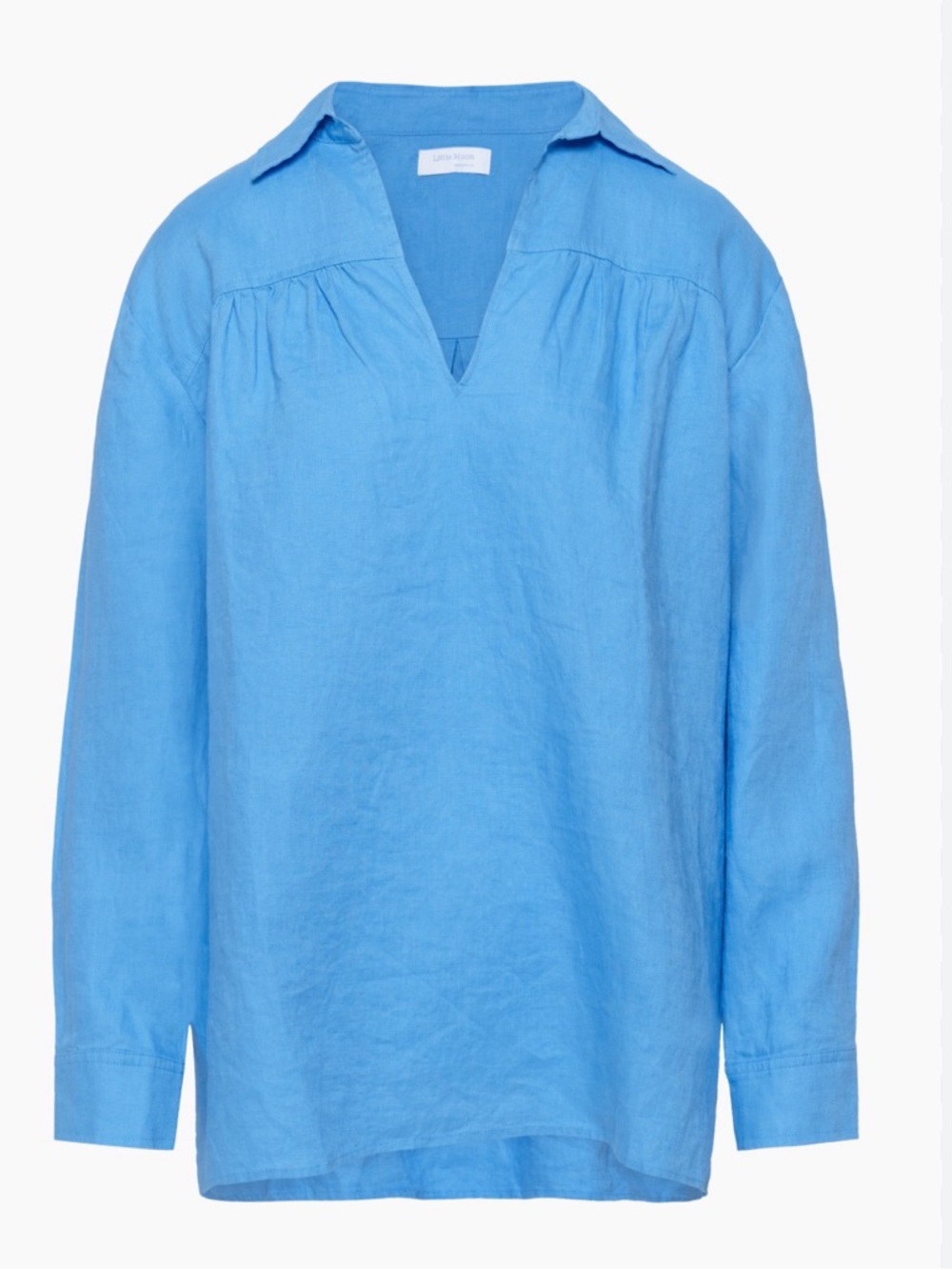 Aritzia Little Moon Sky Blue Linen V-Neck Long Sleeve Top